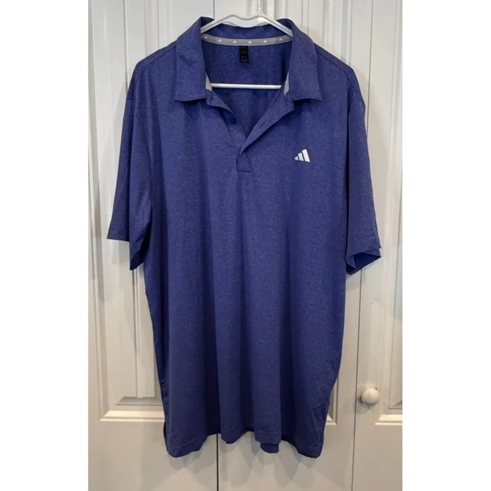 Adidas Men's Blue Heather Performance Golf Polo Shirt XL Moisture Wicking Athlet